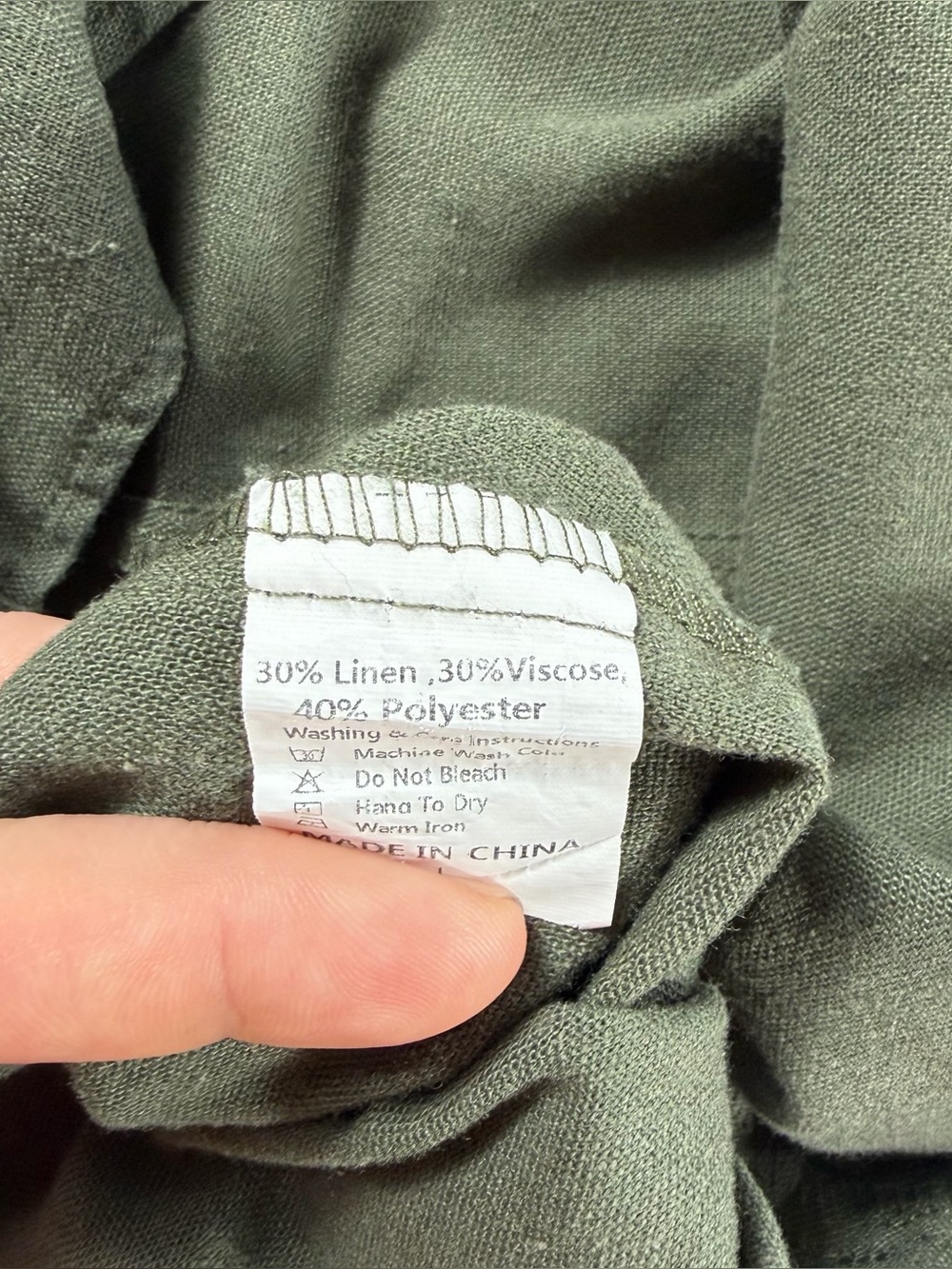 Linen blend lagenlook short overalls romper olive green boho 3XL - Picture 10 of 11